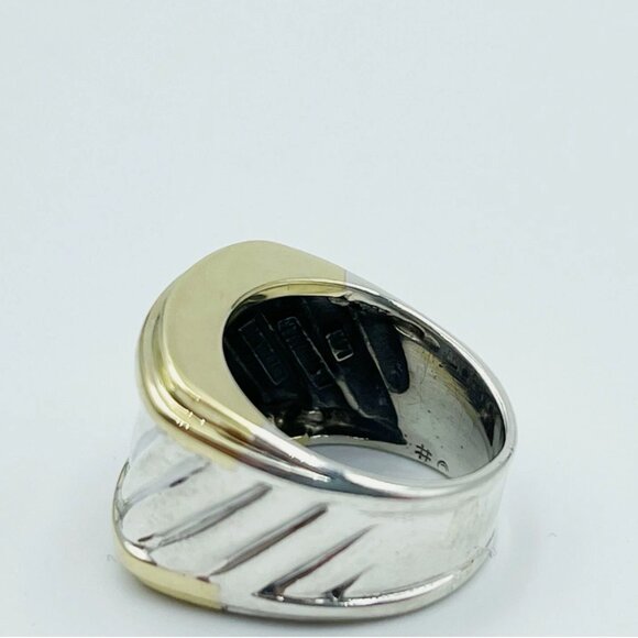 David Yurman 14K Yellow Gold and Sterling Silver Cigar Band Ring - Picture 5 of 6